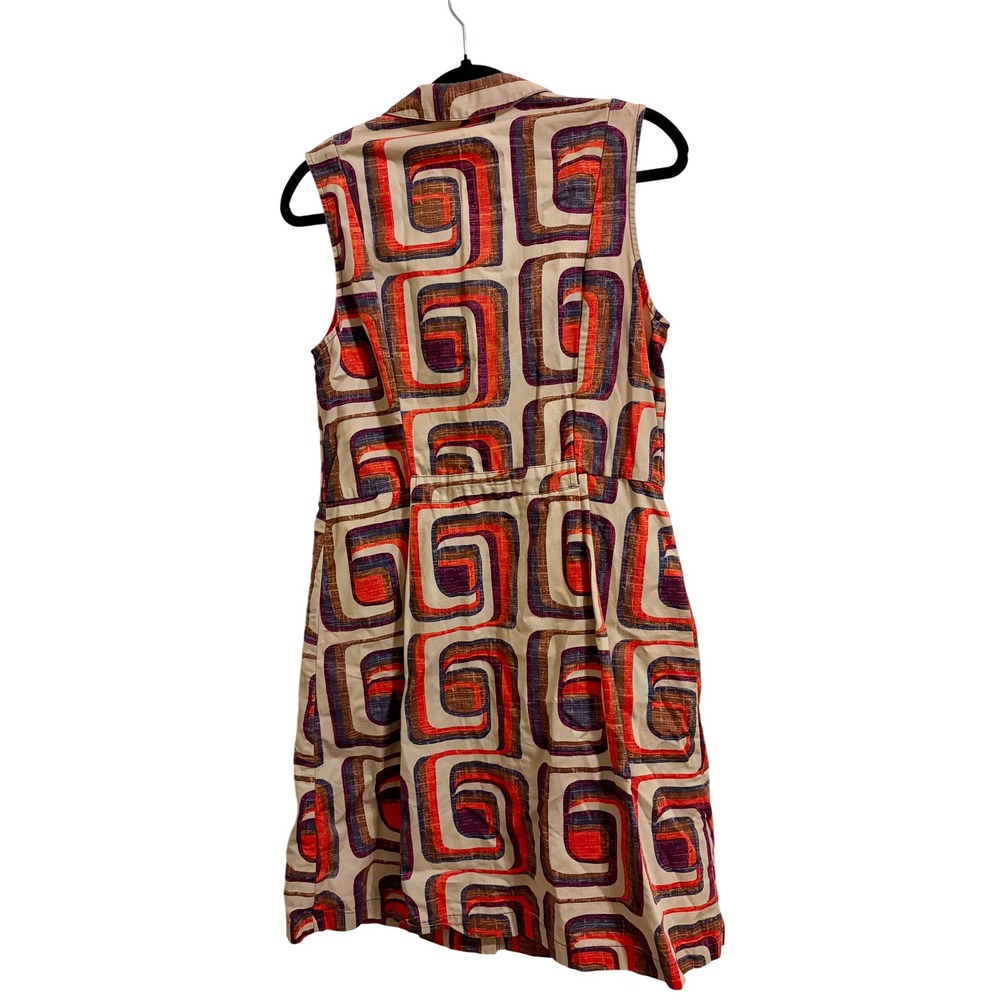 Boden Retro Geometric Print Sleeveless Button Front Dress Size L - Picture 6 of 9